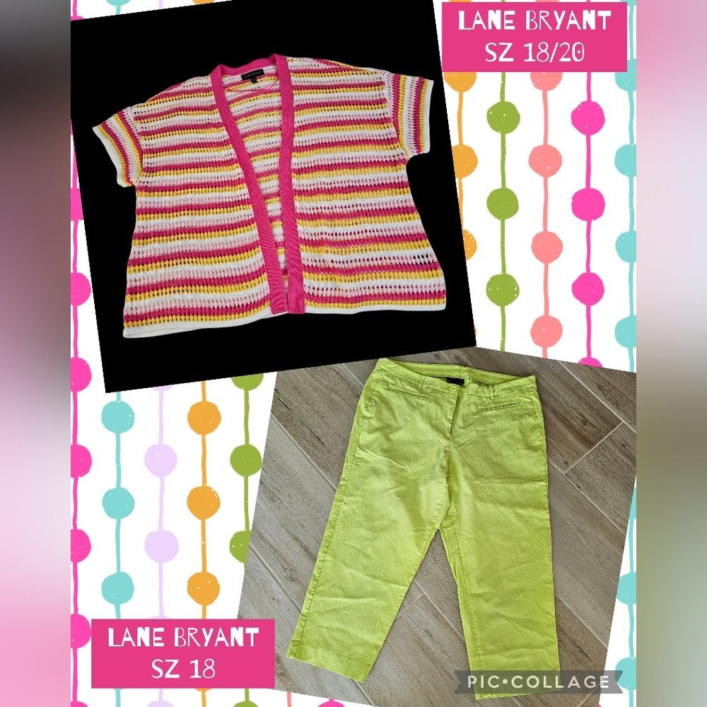 Lane Bryant Cardigan Sweater And Cropped Pants Bundle, Sz 18 - EUC